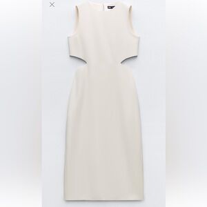 New! Zara large ecru cut out ruched dress.